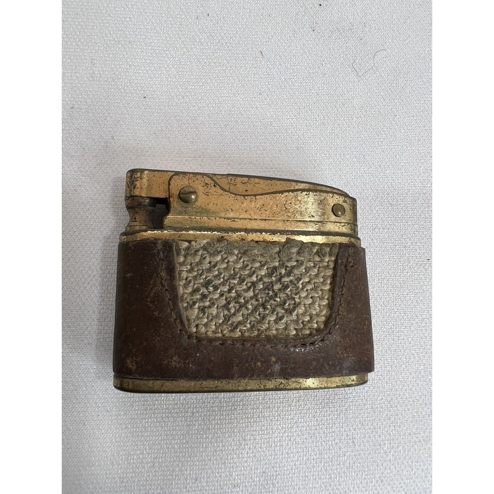 Buxton Butane Lighter Leather Wrapped Brass Retro Tobacciana Vintage